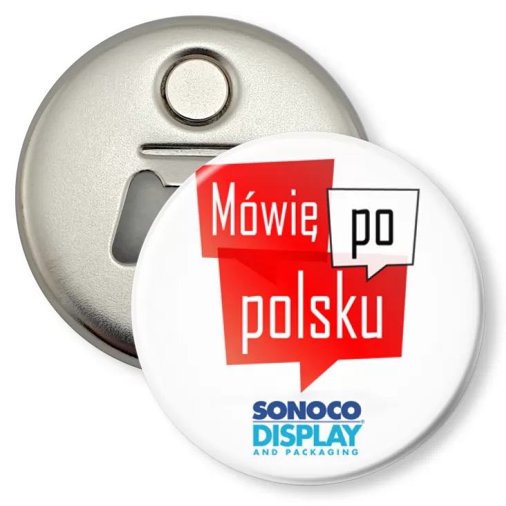 przypinka otwieracz-magnes Mówię po polsku