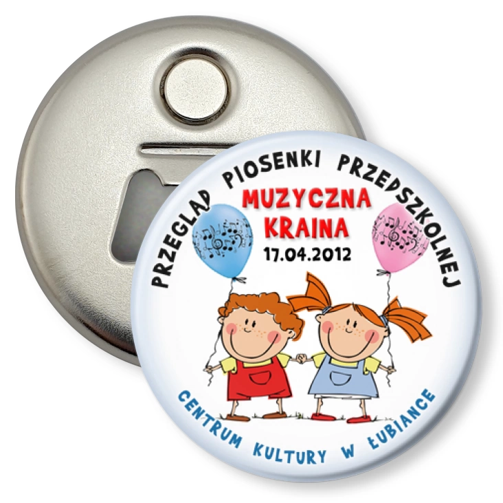 przypinka otwieracz-magnes Muzyczna Kraina 2012
