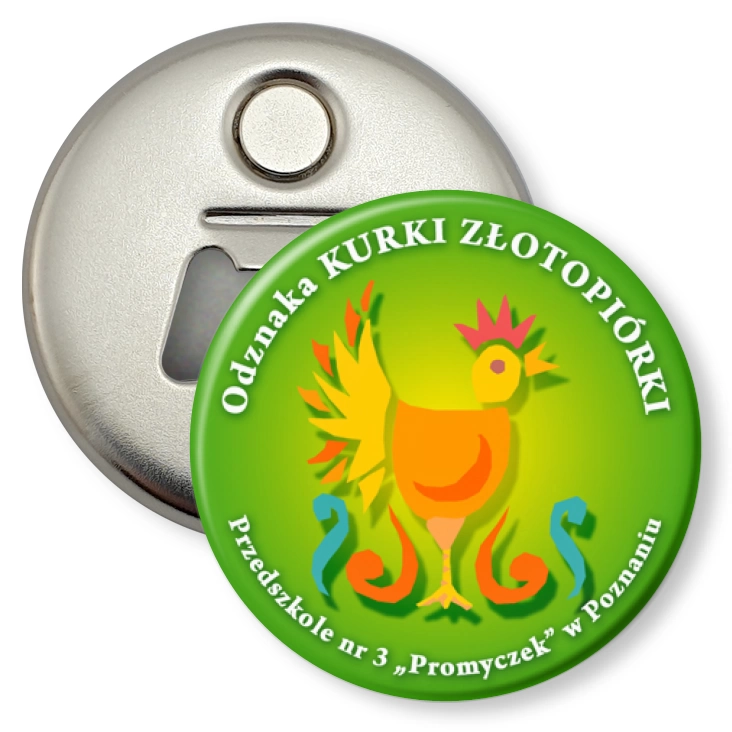przypinka otwieracz-magnes Odznaka Kurki Złotopiórki