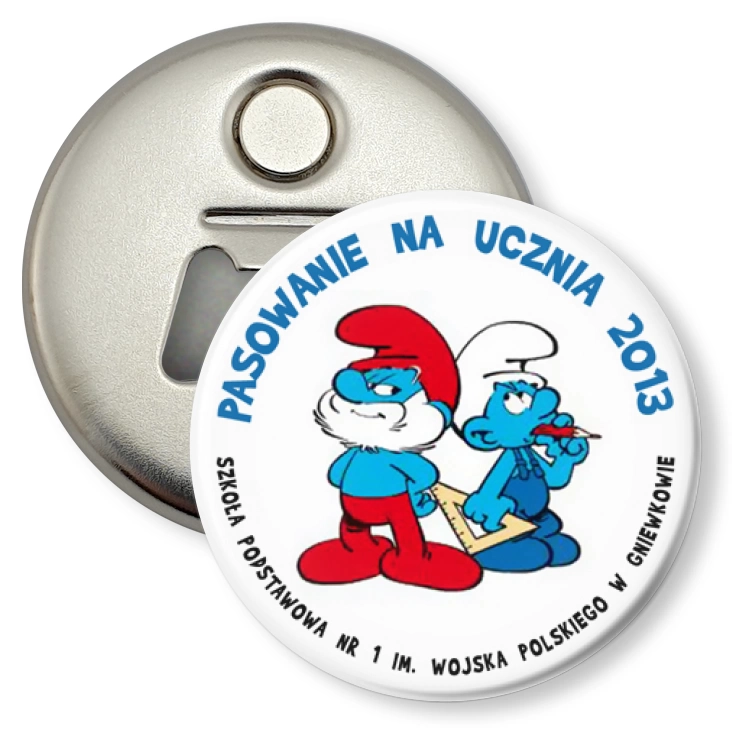przypinka otwieracz-magnes Pasowanie na ucznia 2013