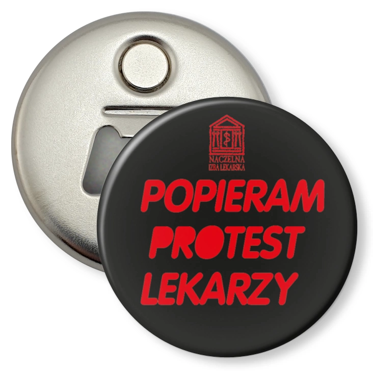 przypinka otwieracz-magnes Popieram protest lekarzy