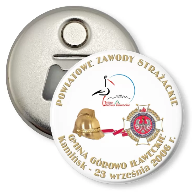 przypinka otwieracz-magnes Powiatowe Zawody Strażackie w Kamińsku