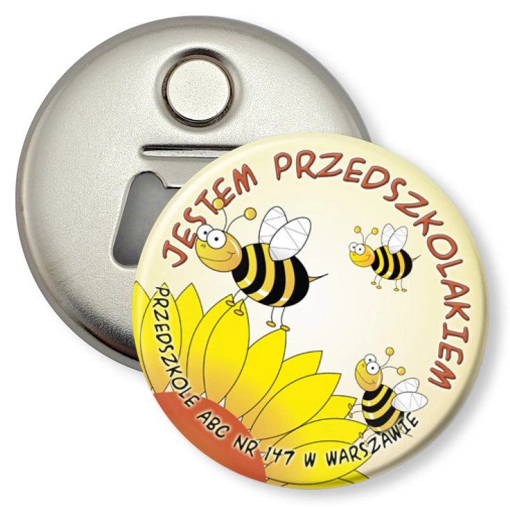 przypinka otwieracz-magnes Przedszkole ABC nr 147 w Warszawie