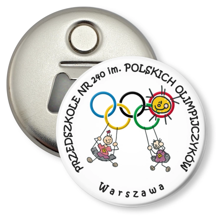 przypinka otwieracz-magnes Przedszkole im. Polskich Olimpijczyków