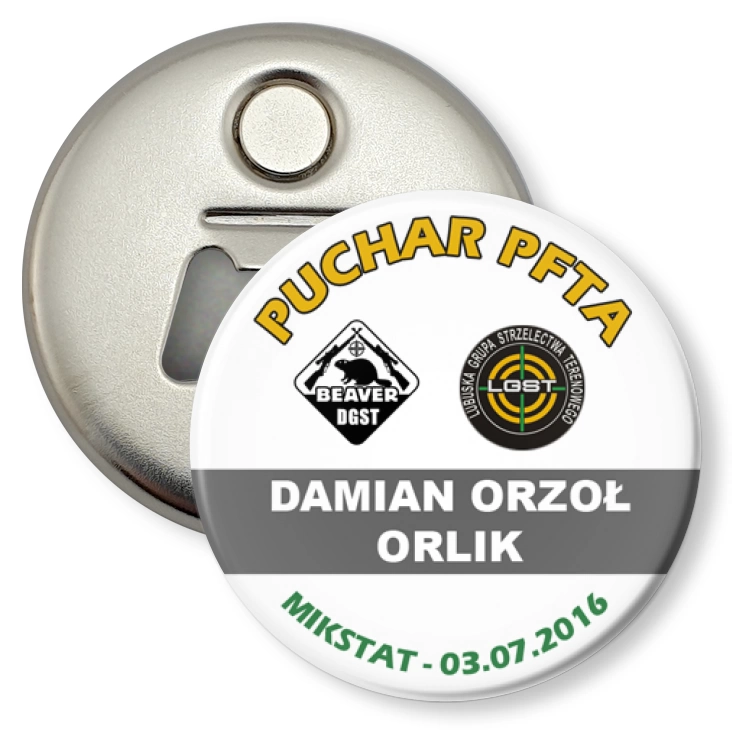 przypinka otwieracz-magnes PUCHAR PFTA
