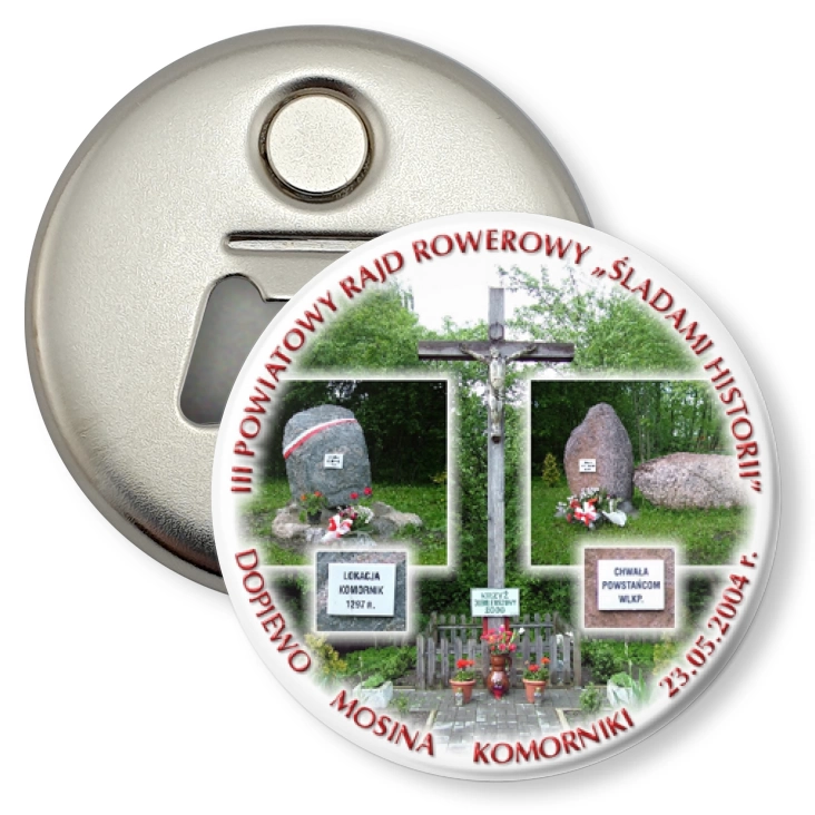 przypinka otwieracz-magnes Rajd rowerowy Śladami historii