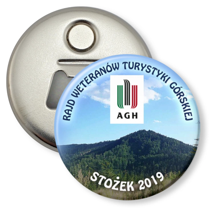 przypinka otwieracz-magnes Rajd weteranów turystyki górskiej