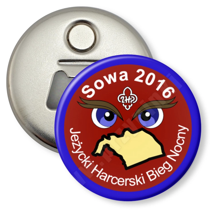 przypinka otwieracz-magnes Sowa 2016