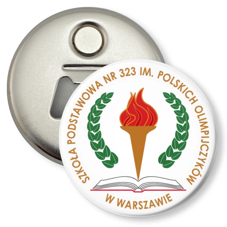 przypinka otwieracz-magnes Szkoła Podstawowa nr 323 w Warszawie