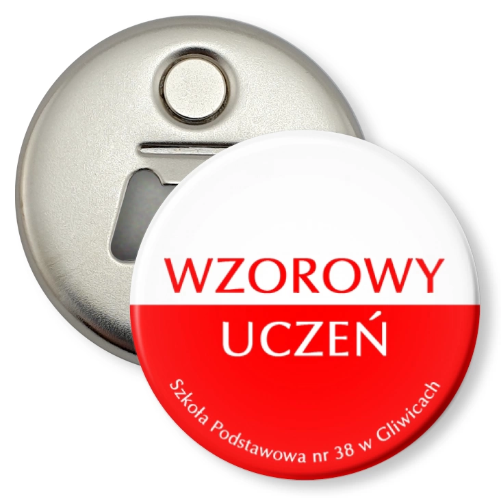 przypinka otwieracz-magnes Szkoła Podstawowa w Gliwicach