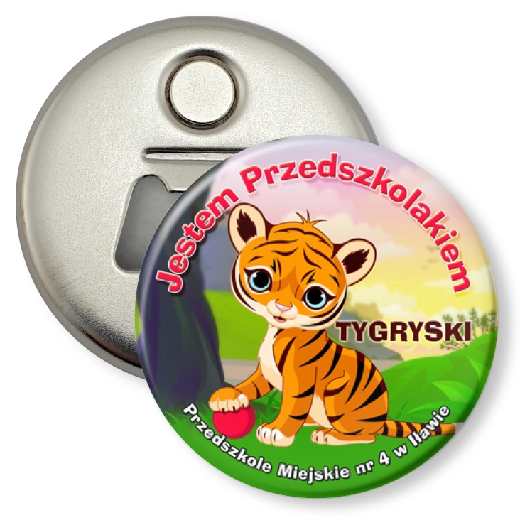 przypinka otwieracz-magnes Tygryski