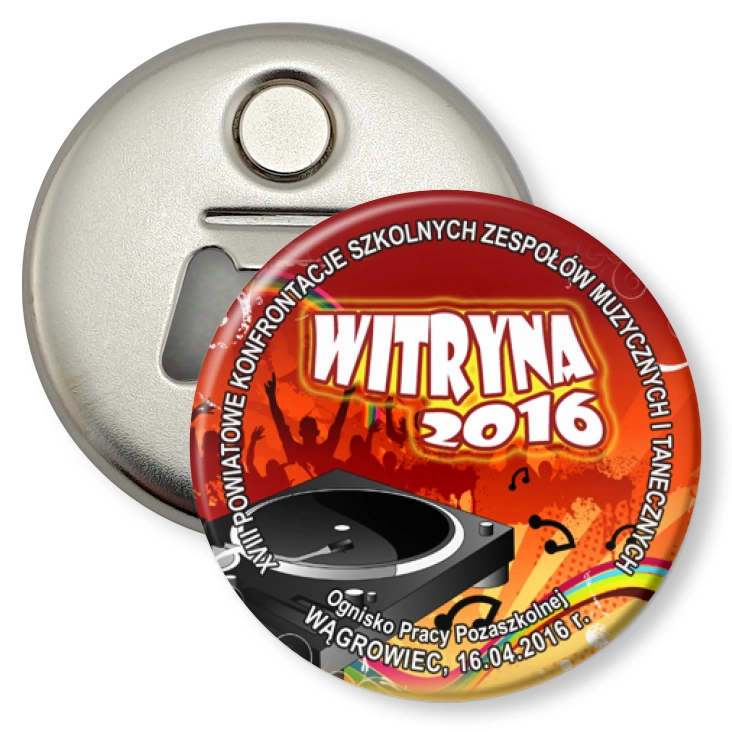 przypinka otwieracz-magnes Witryna 2016