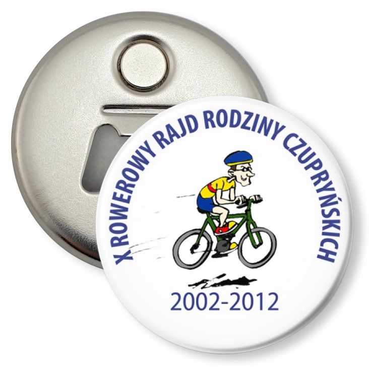 przypinka otwieracz-magnes X Rajd Rowerowy Rodziny Czurpyńskich
