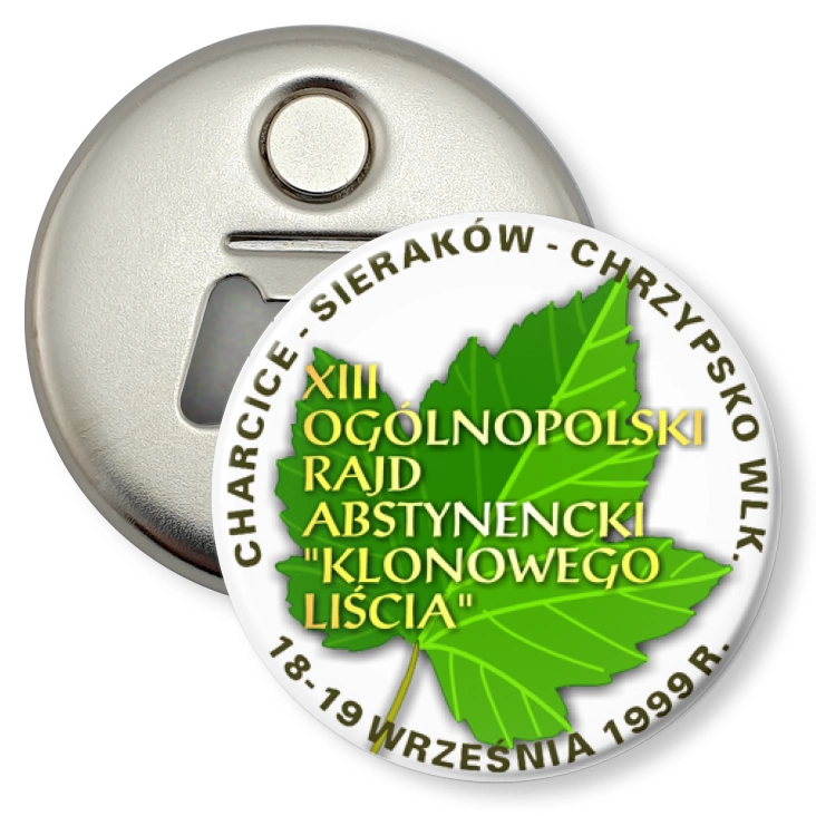 przypinka otwieracz-magnes XII Ogólnopolski Rajd Abstynencki Klonowego Liścia