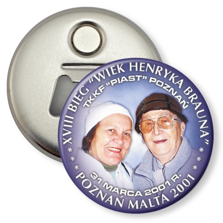 przypinka otwieracz-magnes XVIII Bieg Wiek Henryka Brauna
