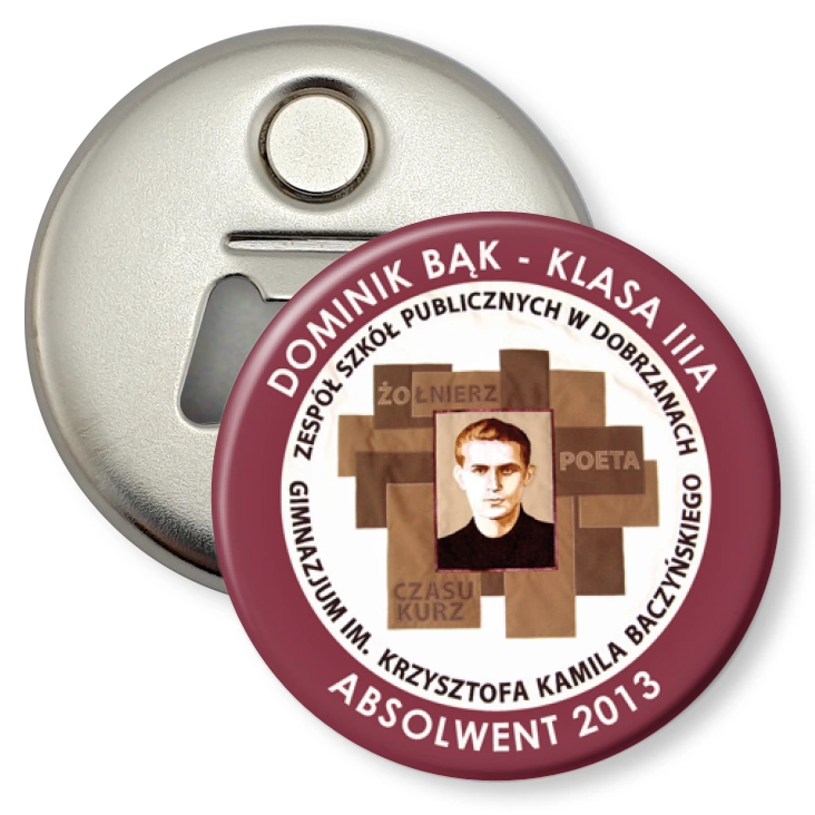 przypinka otwieracz-magnes ZSP w Dobrzanach - Absolwent 2011