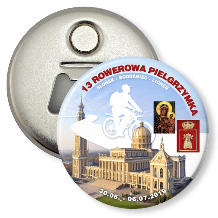 przypinka otwieracz-magnes 13 Rowerowa Pielgrzymka