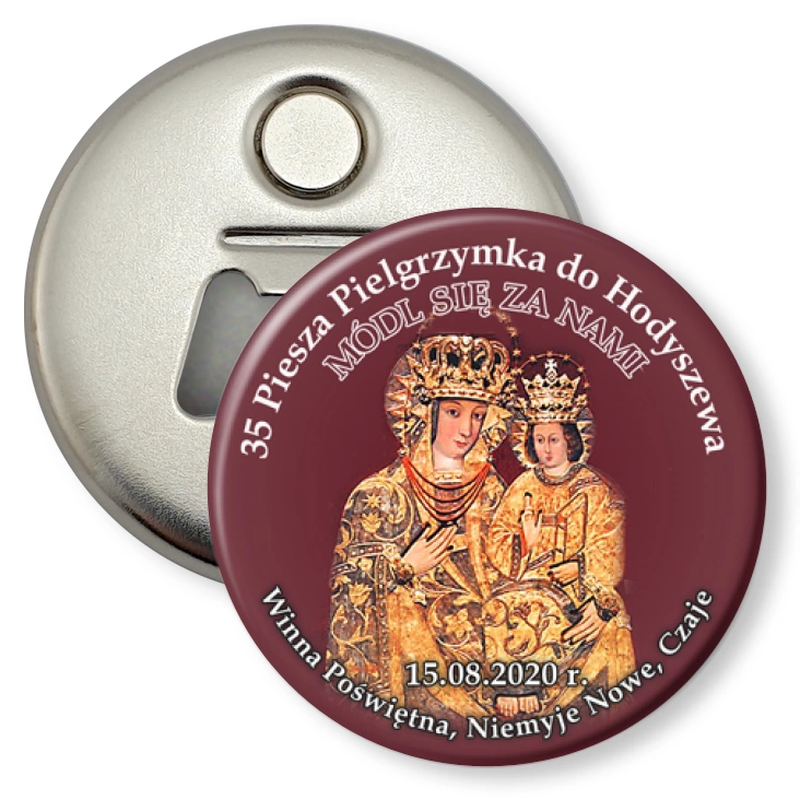 przypinka otwieracz-magnes 35 Piesza Pielgrzymka do Hodyszewa