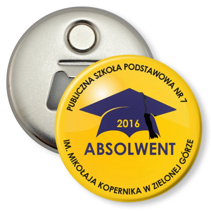 przypinka otwieracz-magnes Absolwent