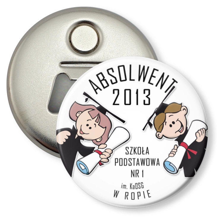 przypinka otwieracz-magnes Absolwent 2013