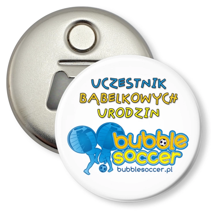 przypinka otwieracz-magnes bubble soccer