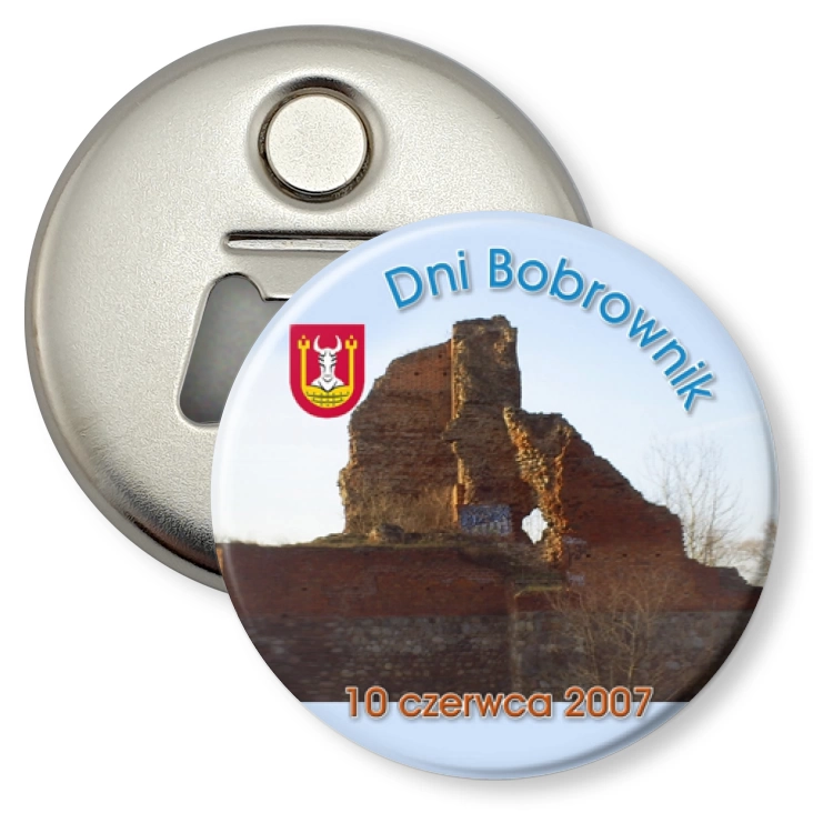 przypinka otwieracz-magnes Dni Bobrownik