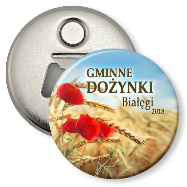 przypinka otwieracz-magnes Dożynki Gminne Białęgi 2018