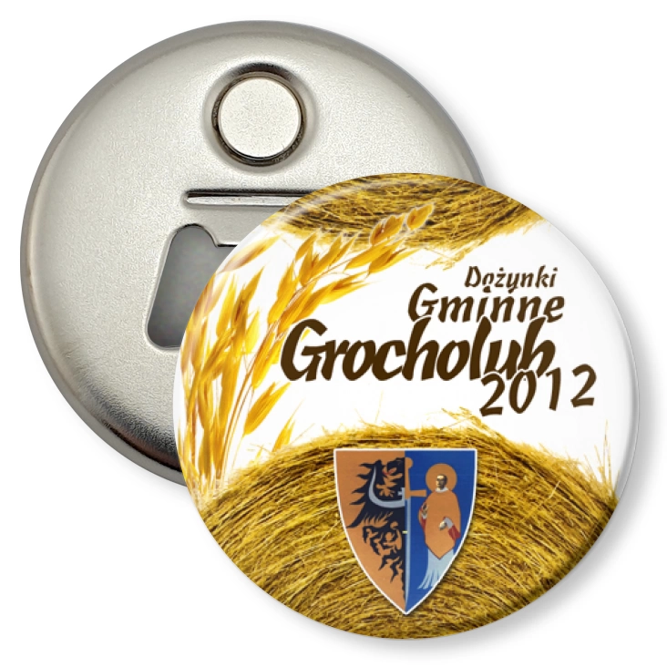 przypinka otwieracz-magnes Dożynki Gminne 2012 Grocholub