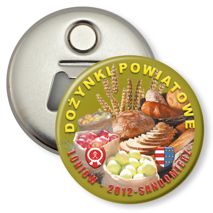 przypinka otwieracz-magnes Dożynki Powiatowe - Łoniów 2012