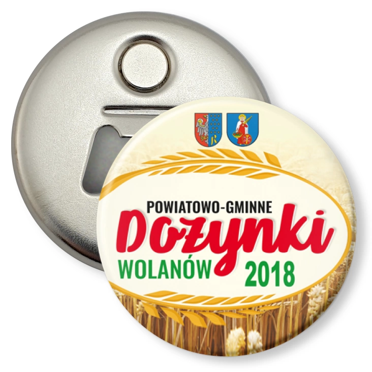 przypinka otwieracz-magnes Dożynki Wolanów 2018