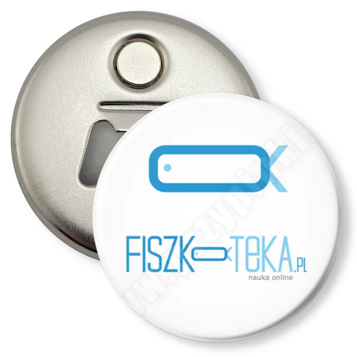 przypinka otwieracz-magnes Fiszkoteka.pl