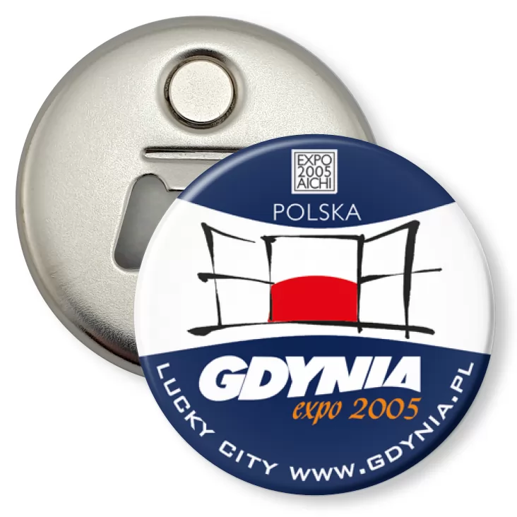 przypinka otwieracz-magnes Gdynia EXPO 2005