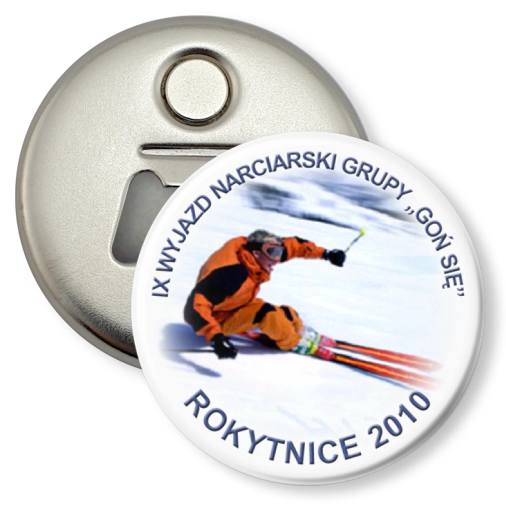 przypinka otwieracz-magnes Goń się - Rokytnice 2010