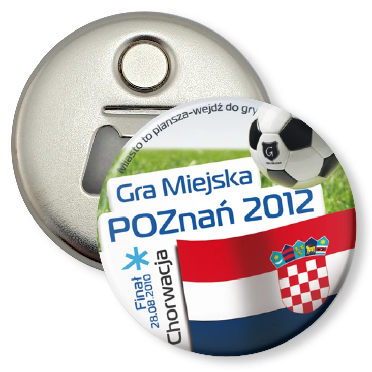 przypinka otwieracz-magnes Gra Miejska - Poznań 2012 - Chorwacja