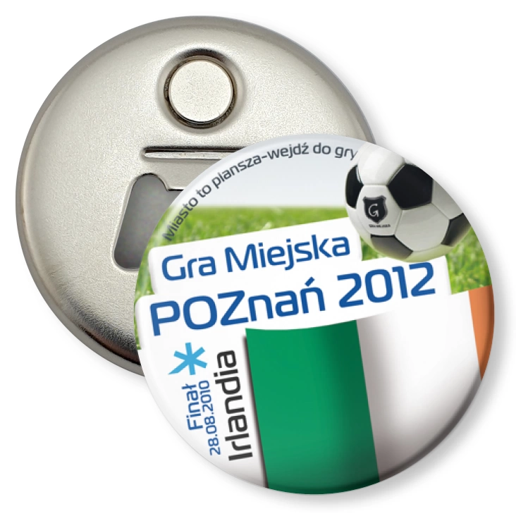 przypinka otwieracz-magnes Gra Miejska - Poznań 2012 - Irlandia