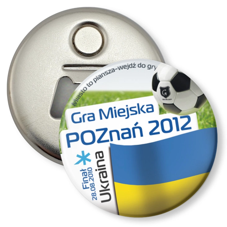 przypinka otwieracz-magnes Gra Miejska - Poznań 2012 - Ukraina