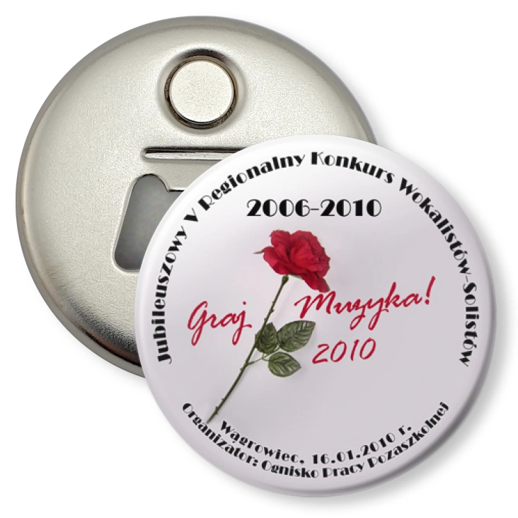 przypinka otwieracz-magnes Graj Muzyka! 2010
