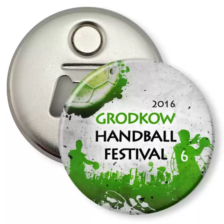 przypinka otwieracz-magnes Handball Festival 2016
