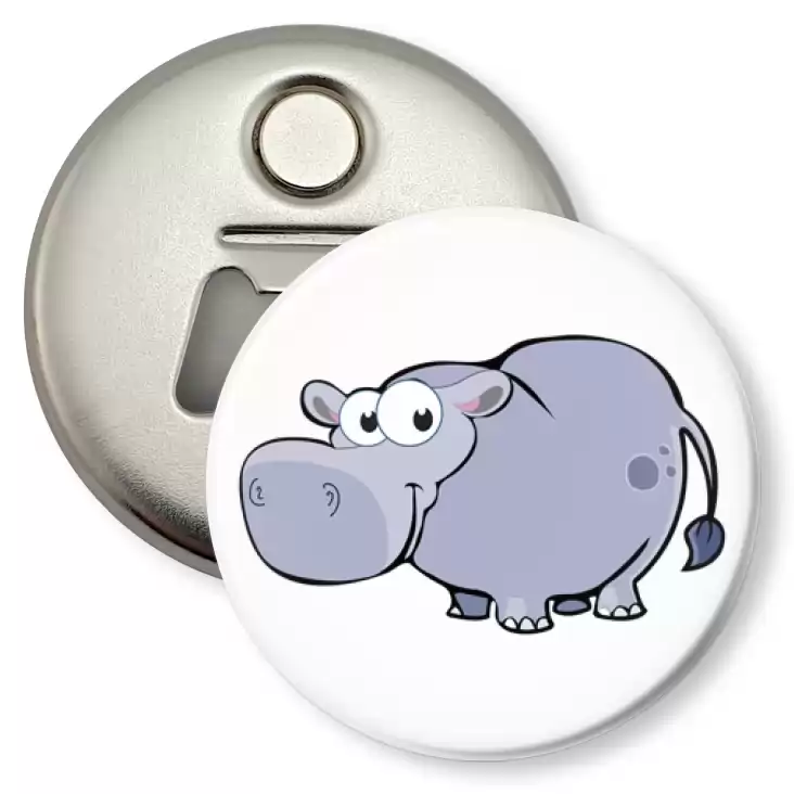 przypinka otwieracz-magnes Hipopotam