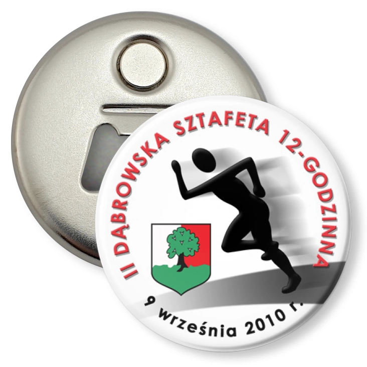 przypinka otwieracz-magnes II Dąbrowska Sztafeta 12-godzinna