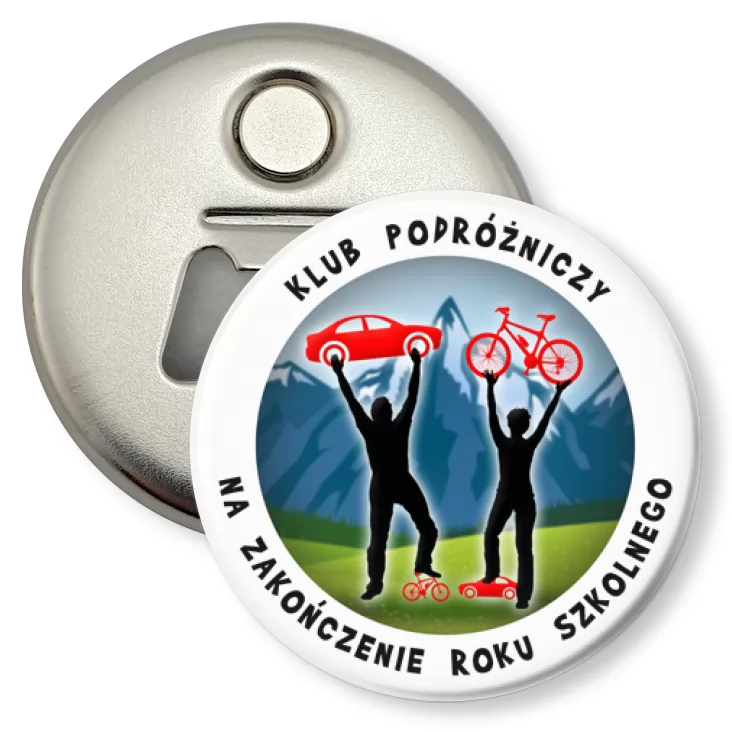 przypinka otwieracz-magnes Klub Podróżniczy