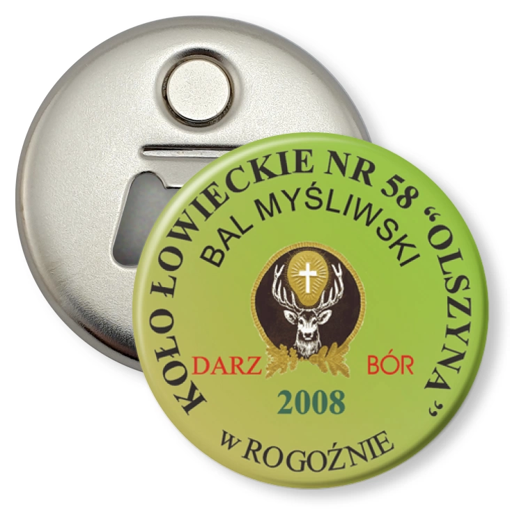 przypinka otwieracz-magnes Koło Łowieckie Olszyna Rogoźno
