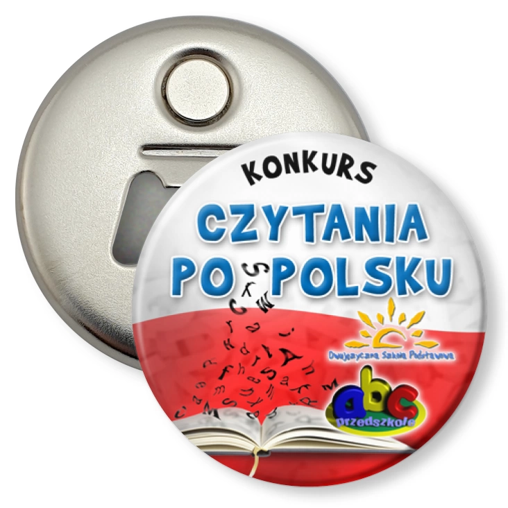 przypinka otwieracz-magnes Konkurs czytania po polsku