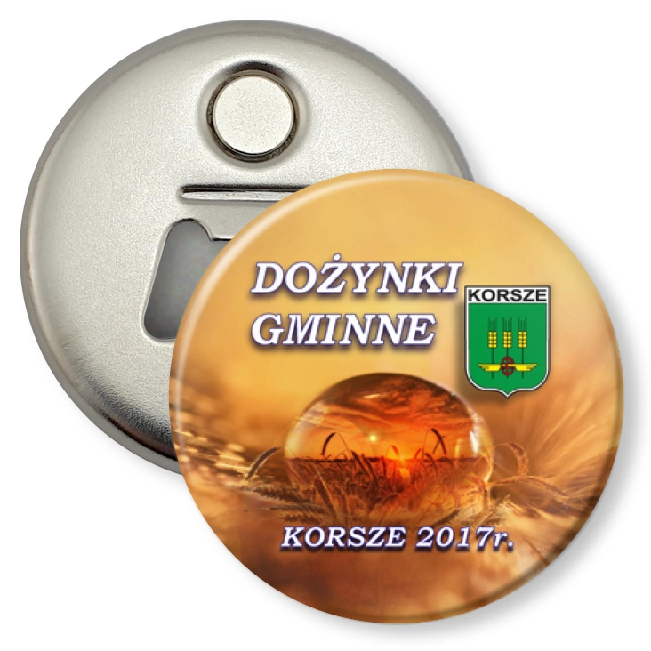 przypinka otwieracz-magnes Korsze - Dożynki 2017