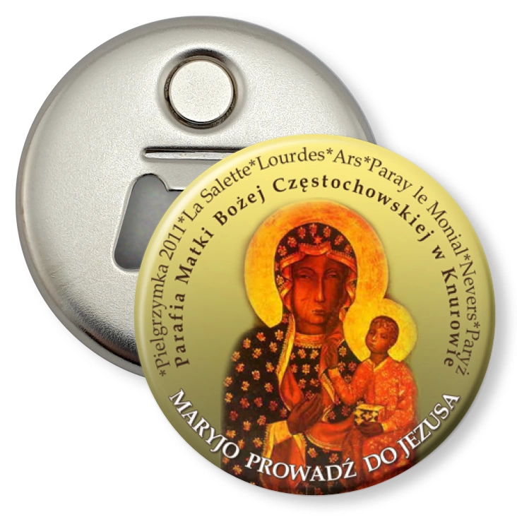 przypinka otwieracz-magnes Maryjo prowadź do Jezusa