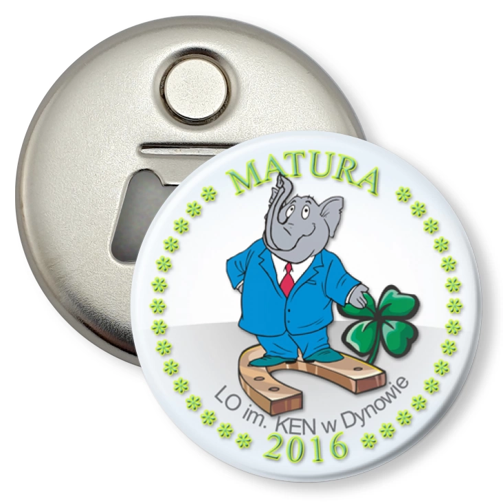 przypinka otwieracz-magnes Matura - LO im. KEN w Dynowie