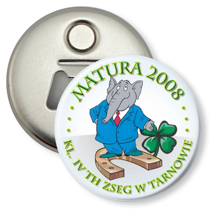 przypinka otwieracz-magnes Matura 2008 TH w Tarnowie