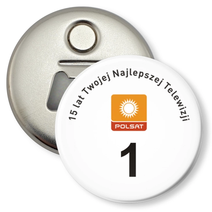 przypinka otwieracz-magnes Polsat - Twoja najlepsza Telewizja