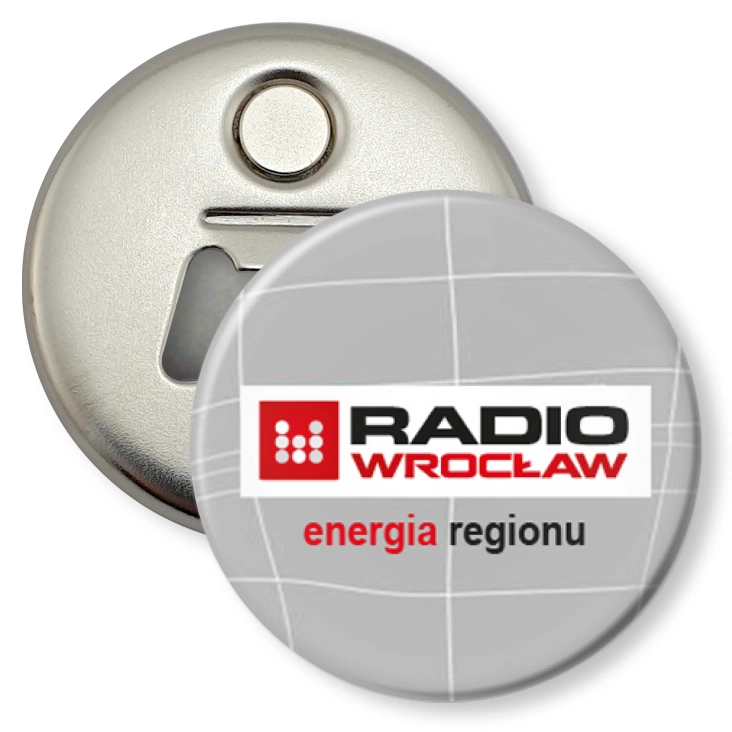 przypinka otwieracz-magnes Radio Wrocław