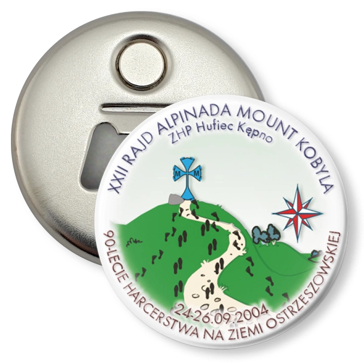 przypinka otwieracz-magnes Rajd Alpinada 2004